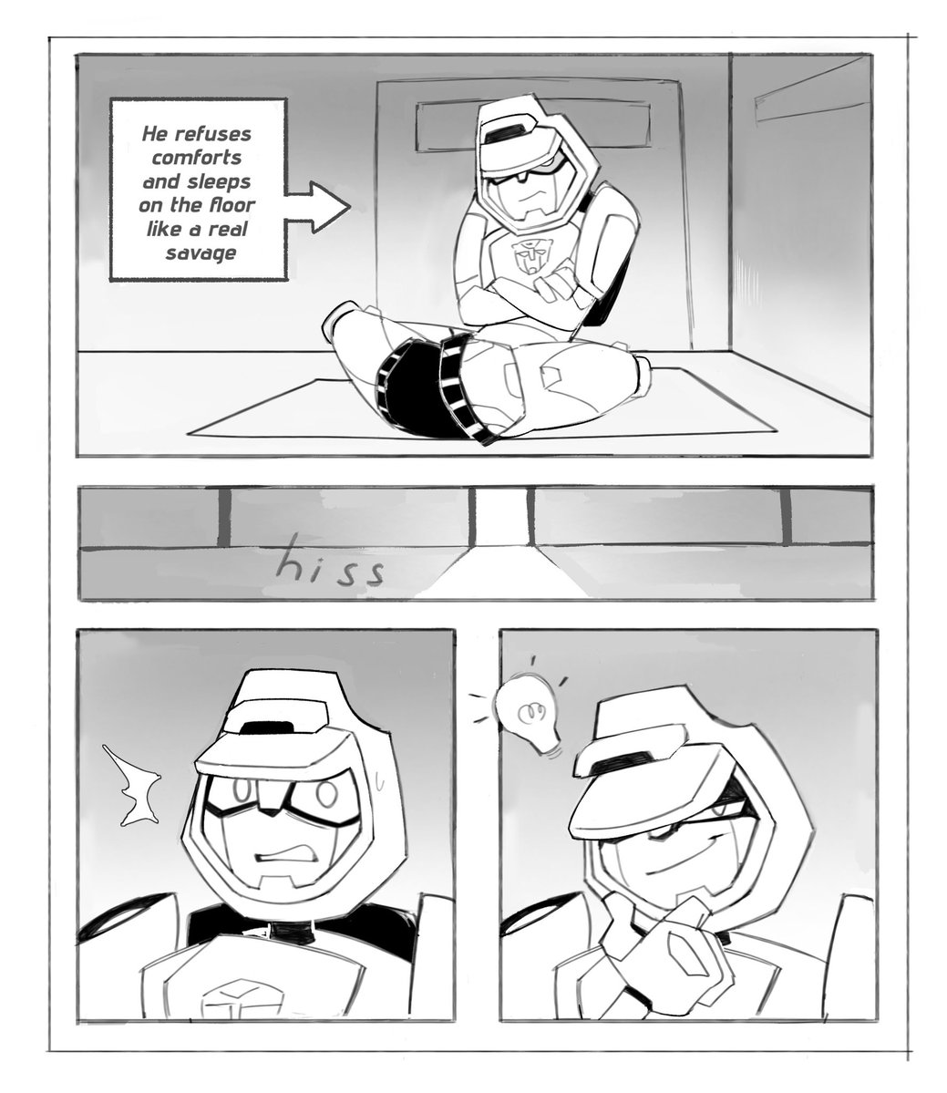 dibl_metta's tweet image. RUNAWAY: part 1/7 #tfa #transformers #blurr 
Collab comic with @Dokta_art (white borders)