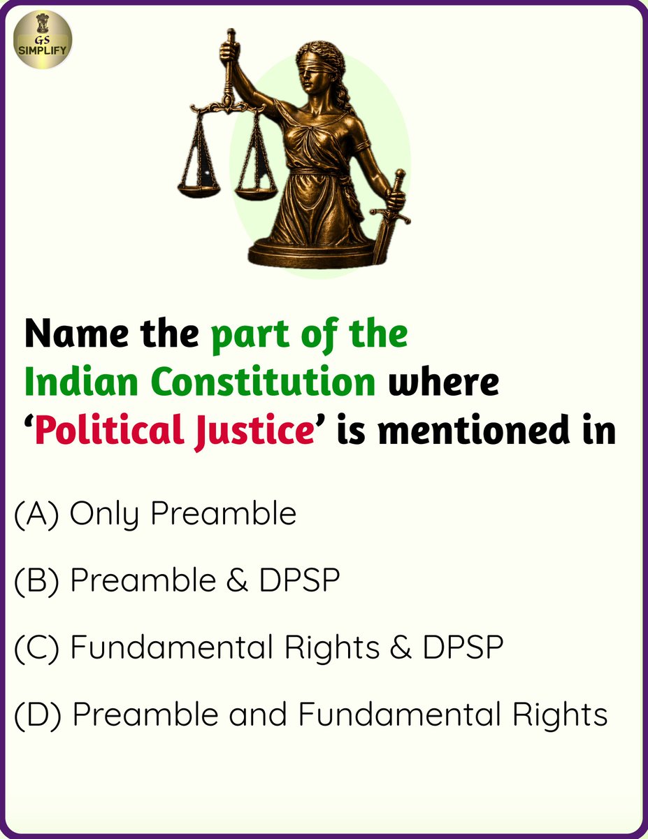 prisha0602's tweet image. "Political Justice"

#mcq #polity