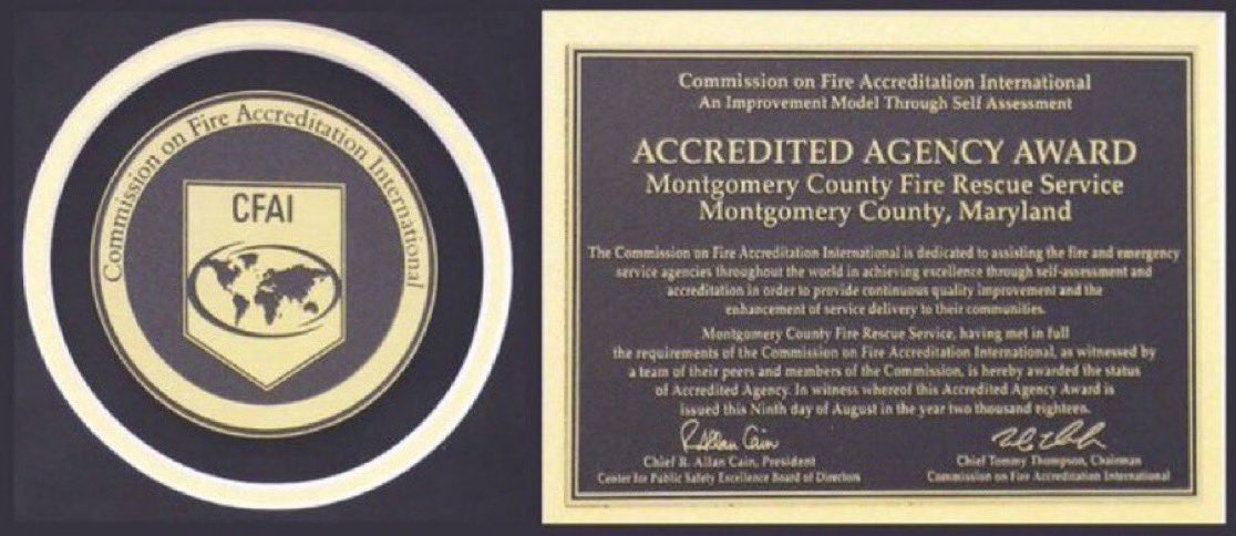 mcfrsPIO's tweet image. #DYK @MontgomeryCoMD Fire &amp;amp; Rescue Service @mcfrs was initially accredited by Commission on Fire Accreditation International in 2007 - MCFRS is 1 of only ~300 FDs in U.S. accredited by @CtrPubSafExc &amp;amp; is the LARGEST accredited career/volunteer ‘COMBINATION’ fire/ems department