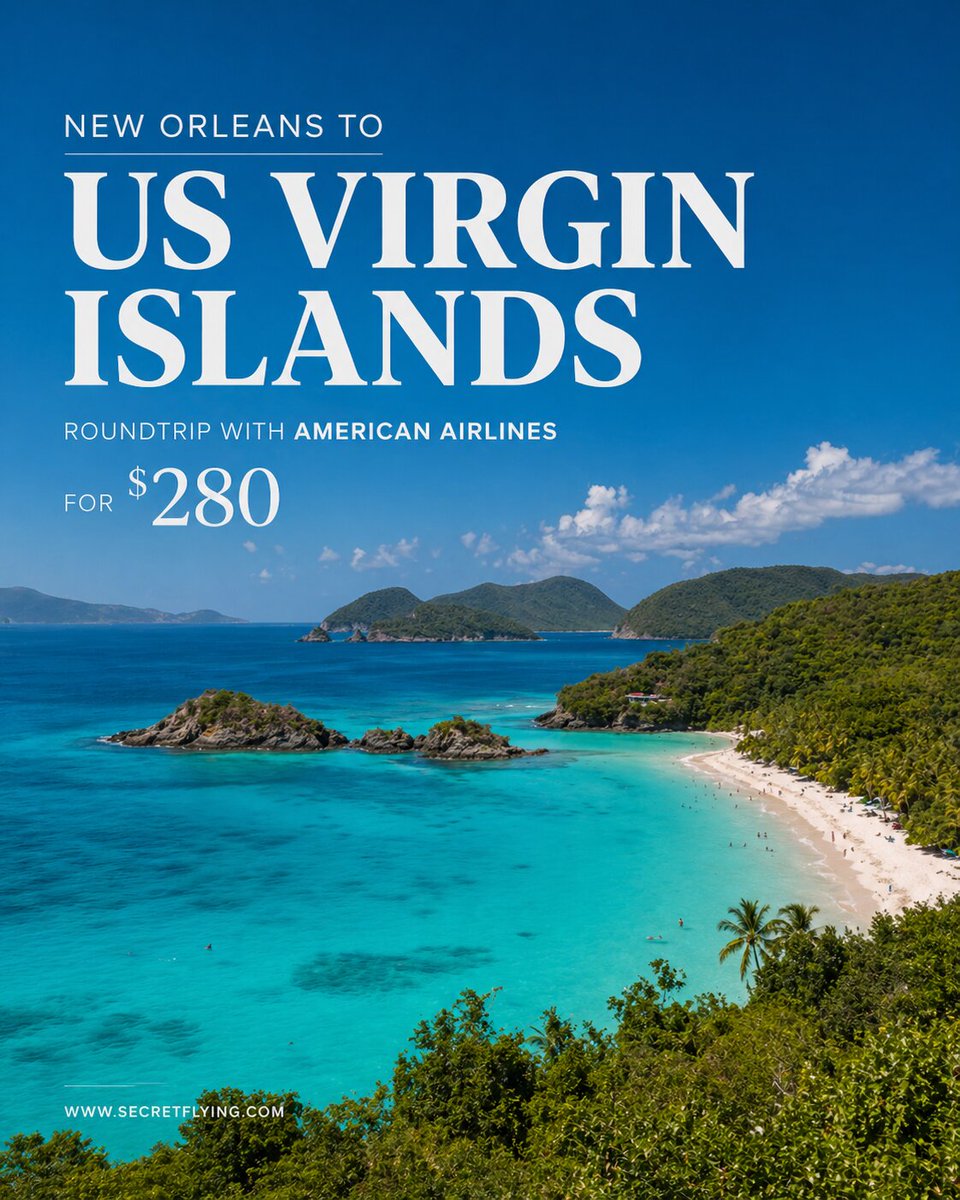SecretFlying's tweet image. #NewOrleans to the US Virgin Islands for only $280 roundtrip with American Airlines #Travel

secretflying.com/posts/new-orle…