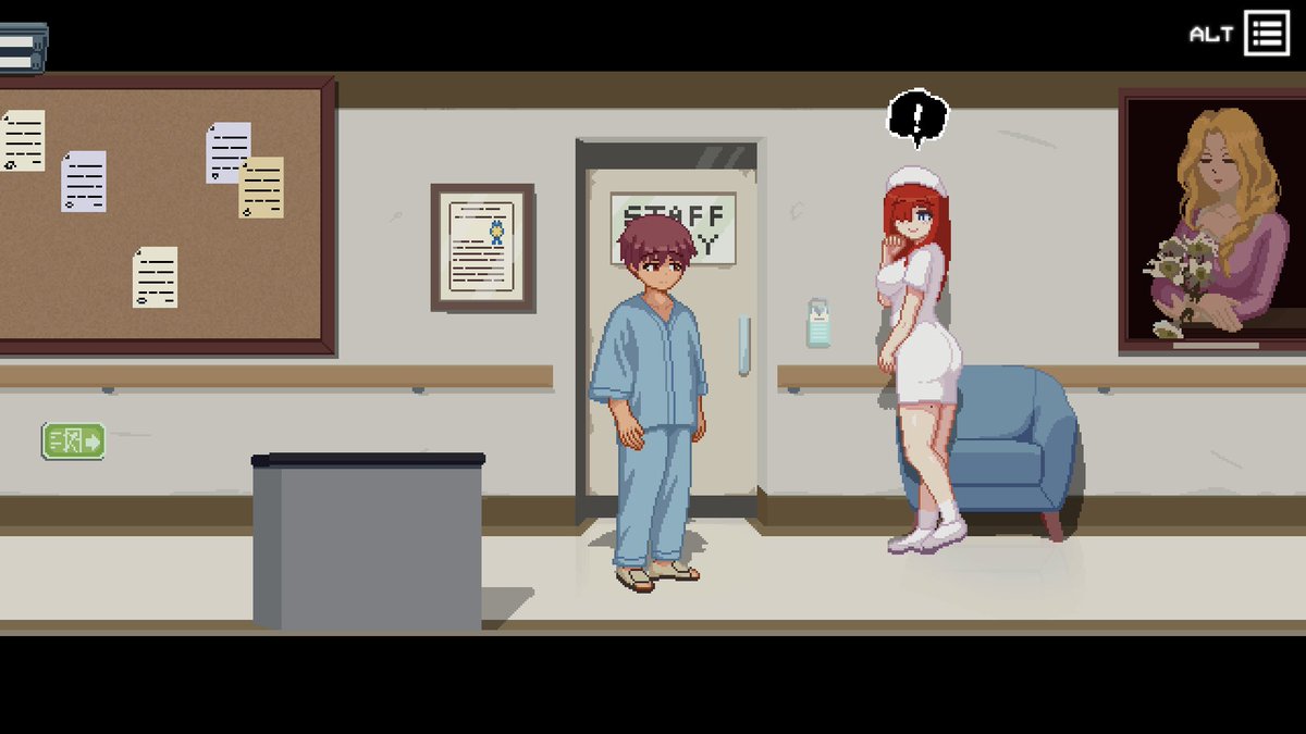 Erogon_'s tweet photo. Hospital Seduction was a real banger, I wish it was longer.
The sprite work is amazing, it actually got me tensed up and the lewd-spooky atmosphere is amazing. High recommend! https://t.co/Ymt4qkVnOg