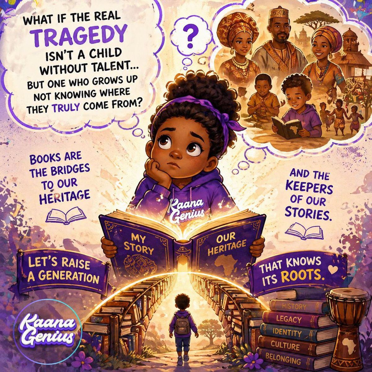 KaanaGenius's tweet photo. What if the real tragedy isn’t a child without talent… but one who grows up not knowing where they truly come from?
Let’s raise a generation that knows its roots. 📖❤️ #ChildrensBooks #RaisingReaders #Identity #Heritage #BookTwitter #Uganda https://t.co/UFy5akq1v4
