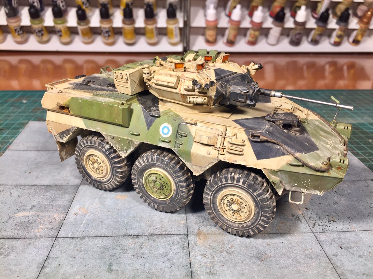 Very happy to call this 1/35 fun project finished: planting a Scorpion turret upon a Japanese Type 87 Recce vehicle resulting in a fictitious Finnish 'Silver Fox' AC 😅