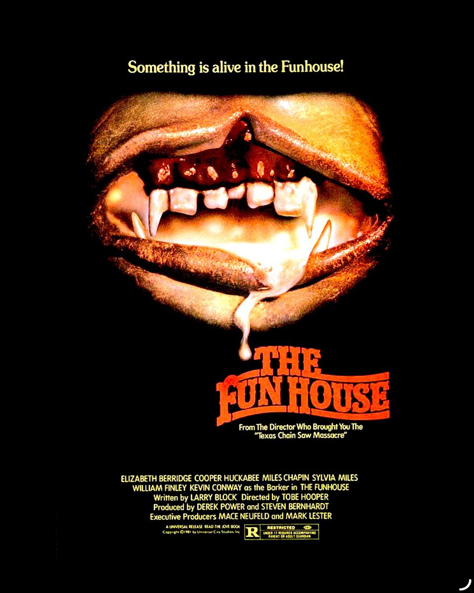 MikeySlashic's tweet image. #Horror365Challenge 112/365 

The Funhouse (1981)  
Dir. Tobe Hooper   

The director of TCM and SFX artist Rick Baker team up for this fun, gory, 80s romp about four dopes locked in a funhouse. 
Hooper turned down an offer from Spielberg to direct E.T.  to make Funhouse.