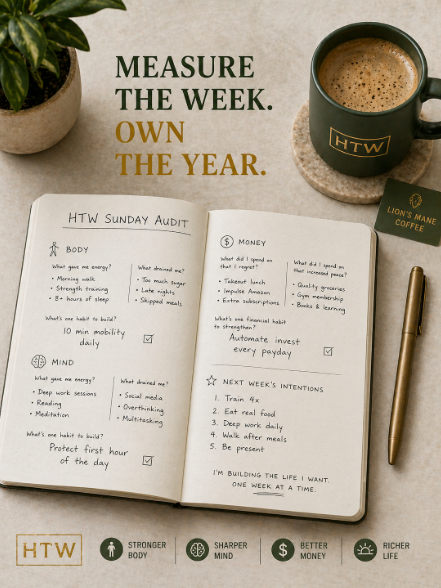 zach6424's tweet photo. Two weeks ago you learned about herbs. Last week, you started moving. Today — you measure. 📊✅

The Sunday Audit is your weekly boardroom. You review your body, your mind, and your money — not to judge yourself, but to steer. https://t.co/1DEKBTAb0I