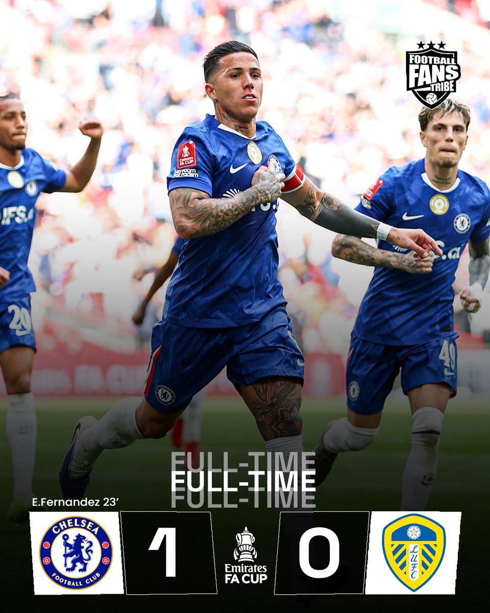 FansTribeHQ's tweet image. Enzo Fernandez first half goal enough for Chelsea to defeat Leeds and progress to the FA Cup final. 

#chelsea #leeds #facup