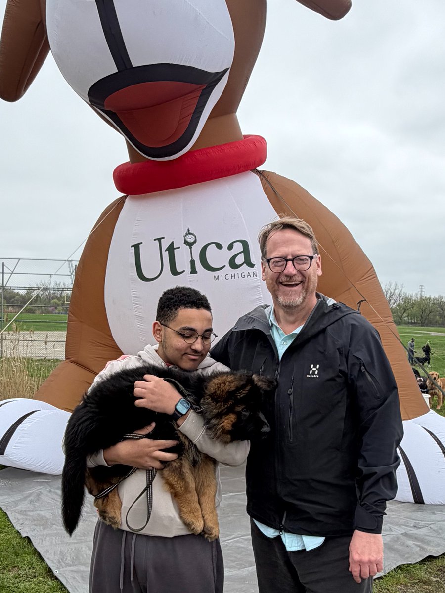TimGreimelMI's tweet photo. Liam, Belvedere, and I enjoyed the Utica Puppy Parade yesterday afternoon! While Duke decided to sit this one out, he's cheering us on from home and wholeheartedly supports the parade's mission of celebrating Prevention of Cruelty to Animals Month. https://t.co/1nlhxMzKcu