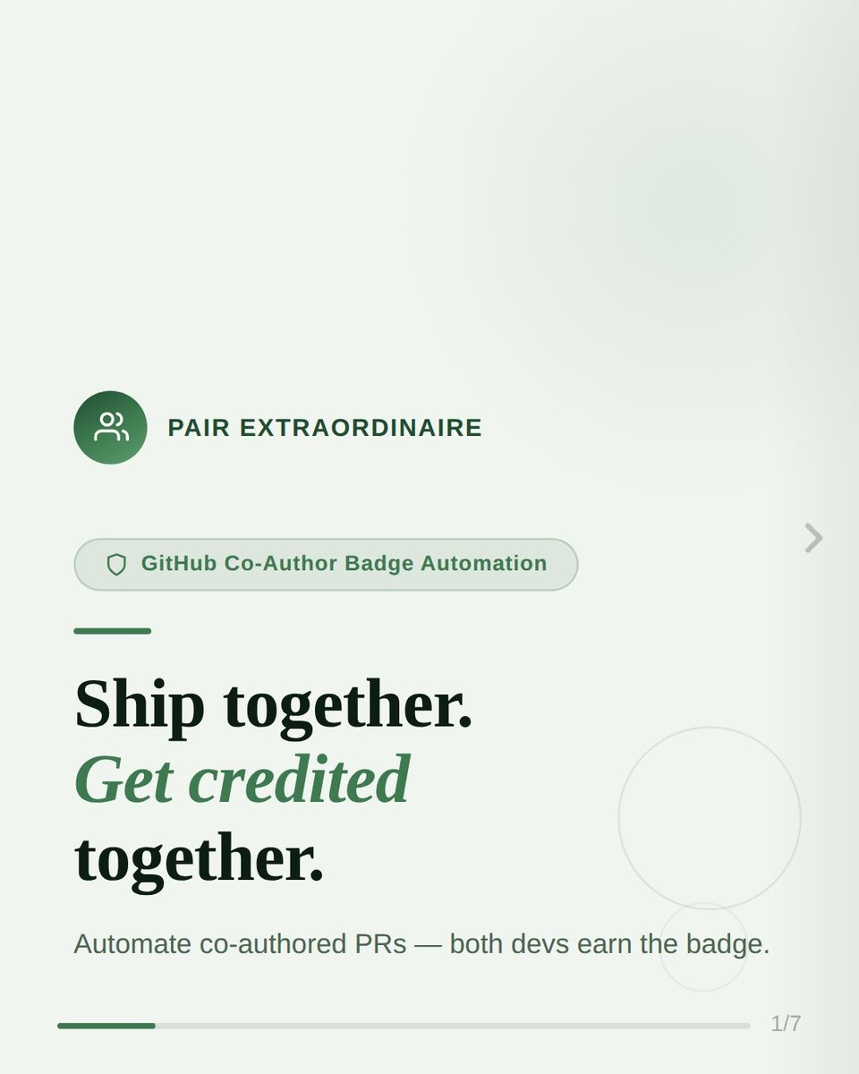 ASHAN868904's tweet image. Tired of the manual grind for the GitHub Pair Extraordinaire badge? 🚀
Stop wasting time coordinating across time zones. Automate 48+ co-authored PRs and unlock Gold for both of you in &amp;lt;10 mins! ⚡️
Get it here: github.com/itxashancode/P…
#GitHub #OpenSource #DevTool #Coding #Build