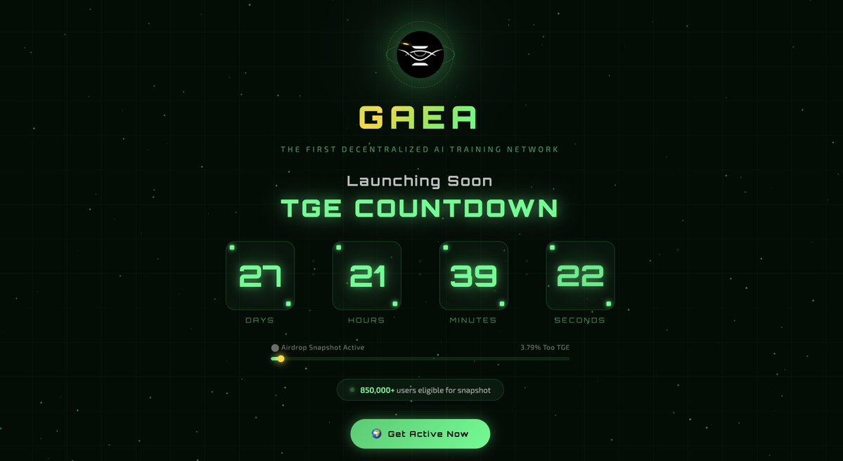 0xOwie's tweet image. The countdown has begin🔥

@aigaealabs TGE is 28 days away.⏳

 #GAEA #TGE #Countdown