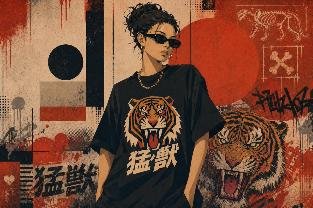 Grunge Tiger Streetwear Poster