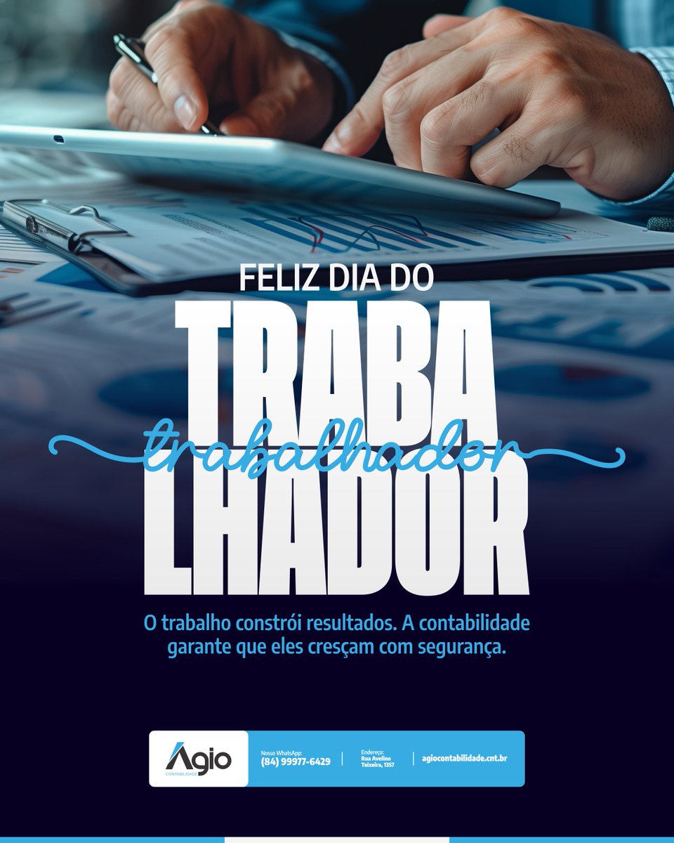 AgioContabil's tweet photo. Hoje é dia de reconhecer quem faz acontecer 💼 Feliz Dia do Trabalhador.

#DiaDoTrabalhador #Contabilidade https://t.co/dN0lEm1zJT