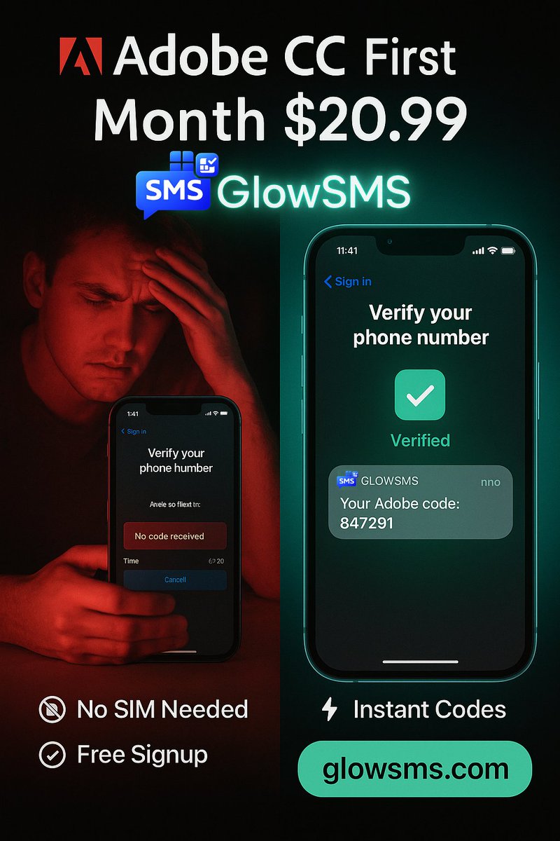 glowsms_office's tweet image. Adobe Creative Cloud costs ~$70/month.

But new accounts?

As low as ~$20/month.

Same tools.
Same platform.
Different entry.
The difference is access.

→ glowsms.com

#Adobe #SMSVerification #Growth