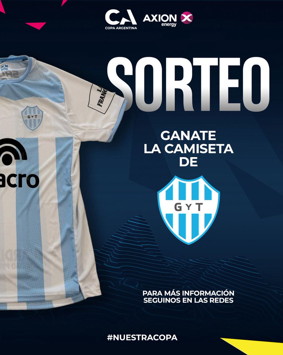 Copa_Argentina's tweet photo. ¡SORTEO PARA LOS HINCHAS DEL ALBO! 🤍🩵

👕 Participá del sorteo para ganarte la camiseta de Gimnasia y Tiro

👉 Para llevartela, citá ESTE TWEET con una foto tuya alentando a @gytoficial (tiene que aparecer tu cara en la foto, sino no cuenta ❌)

📲 Y obviamente, tenés que seguir a 
@Copa_Argentina en X 👍 

🗓️ Mañana a las 14 hs anunciamos quién se la lleva

#CopaArgentinaAXIONenergy 🏆🇦🇷