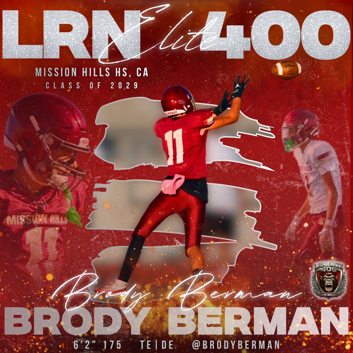 Brodyberman2029's tweet photo. @CoachLanceo @COACHVLRN LRN elite 400 recruiting network! @LANCEOSRN 
#recruit  #classof2029 #TE #football 
Let’s get after it!!💪🏈 https://t.co/3svxmda4jV