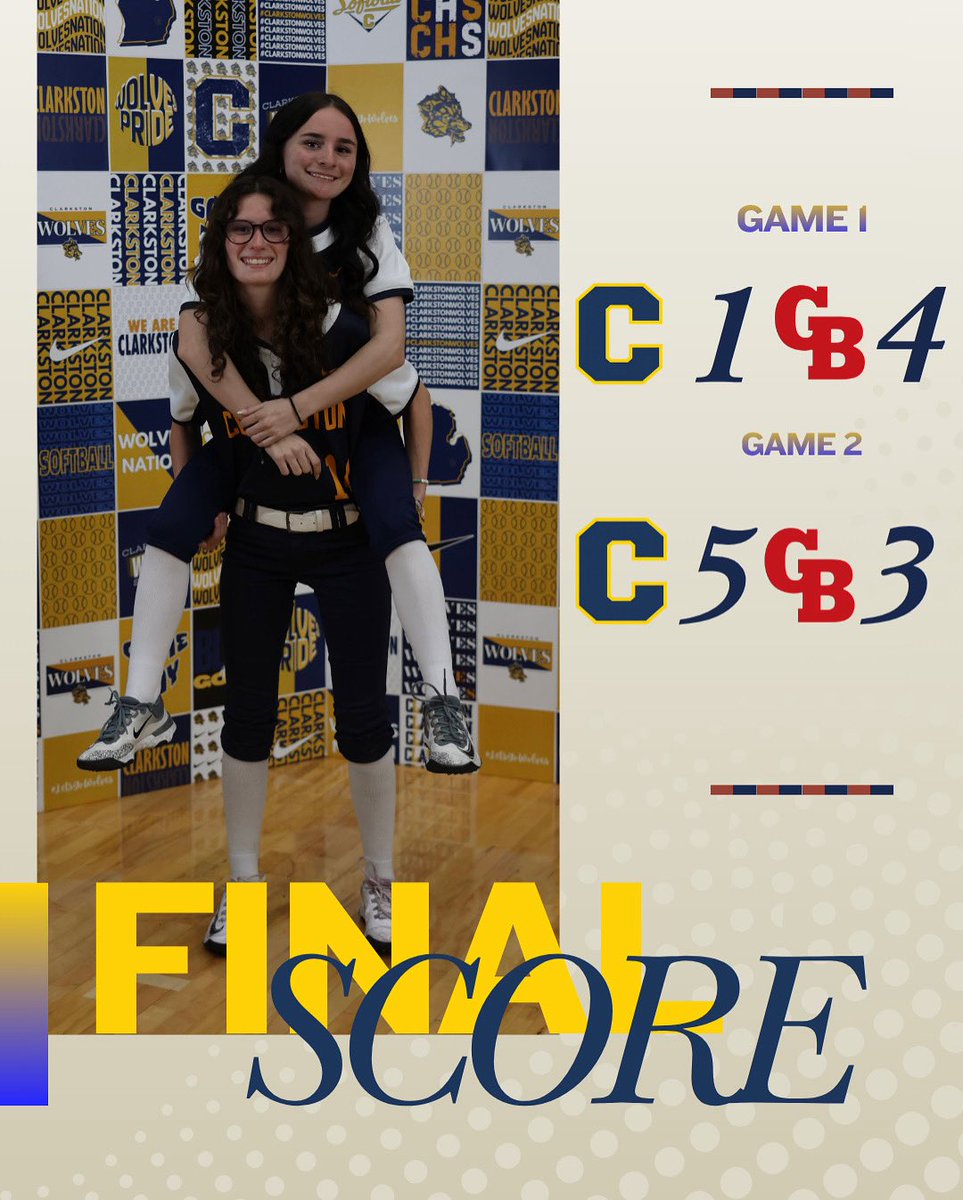 CHS_Wolves_SB's tweet photo. The Wolves earned a split in their doubleheader against the Grand Blanc Bobcats, dropping the first game 4–1 before bouncing back with a strong 5–3 victory in game two. Locked in a tie in the fifth inning, freshman Reagan Allen delivered the game changing moment with a two-run home run to put the Wolves ahead. From there, the defense held firm, protecting the lead and securing the win with a solid all-around