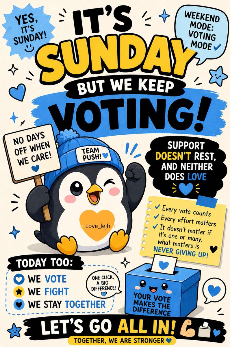 🔊🔊🔊 Atención chicas 🔊🔊🔊

🇲🇽
Domingo: pijama 🛌, antojitos 🍿🍩… ¡y votos también! 😎💛
Modo flojita activado 🦥💤, pero el dedito bien trabajador 😂📱👆
Entre serie 📺 y snack 🍫… ¡pum! otro votito 🐧✨💥
Aquí no hay descanso cuando se trata de apoyar 😏🔥💪🏽
¡Vamos