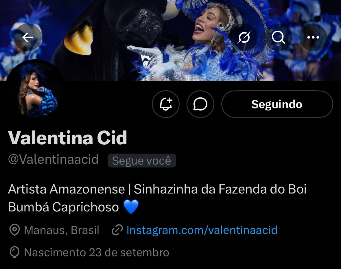 meu deus acordei com uma mensagem da valentina cid no insta e com o follow dela aqui no twitter 😭🥺💙🤏🏻