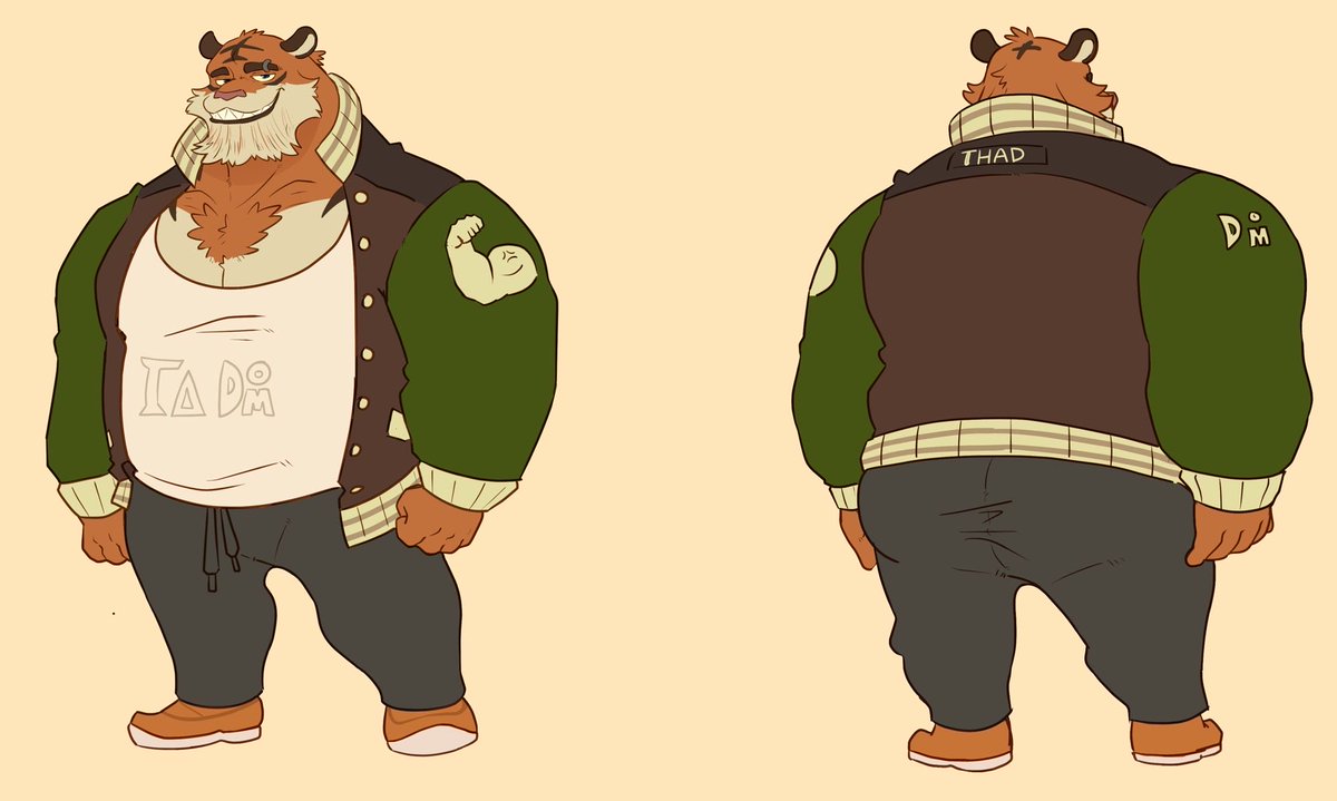 RedSerpent87's tweet photo. This thick tiger is called Thad and he’s the Secretary and main enforcer of Gamma Delta Dom and ensures all frat members and pledges stay inline. 

Don’t find yourself on the wrong side of Thad or he’ll have ya ass cheeks spanked rosy red. 

Thank you @Haxsmack_art https://t.co/NMhMoFOuvT