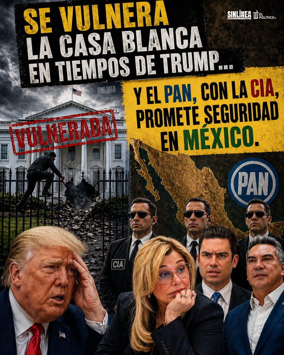 SinLinea_Mx's tweet image. ¡Lo que son las cosas! 🥴

‼️Se vulnera la Casa Blanca en tiempos de Trump…
y acá, el PAN quiere vendernos seguridad con ayuda de la #CIA 🤡