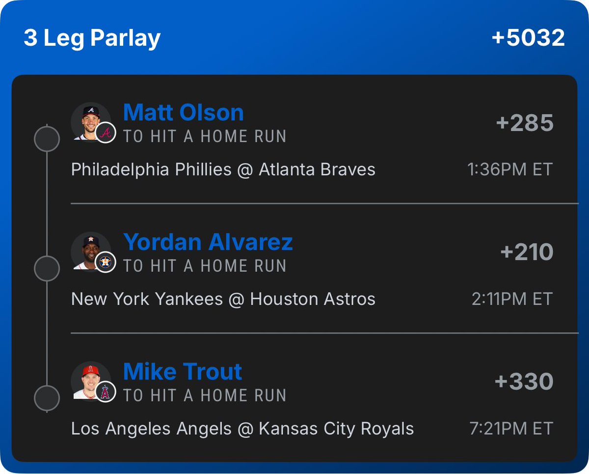 one day, we’re all gonna stop betting judge-schwarber-ohtani .. why not stop today? 

#mlb #Gambling𝕏