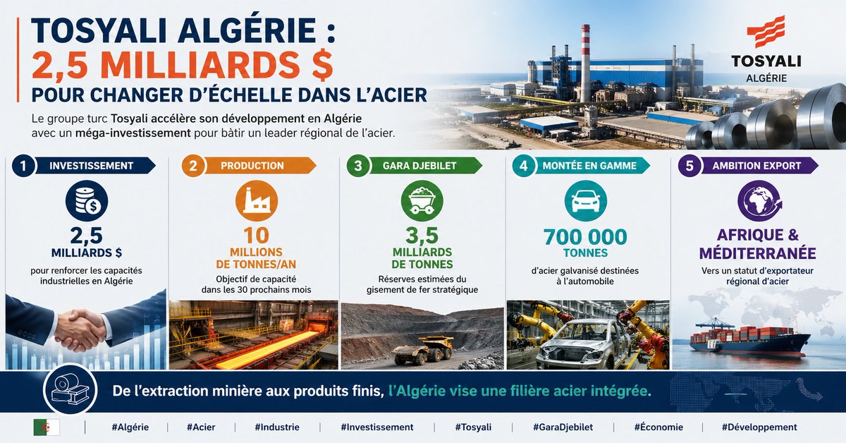 EchosPlus's tweet photo. #Tosyali #Algérie : 2,5 milliards de dollars pour bâtir un hub #sidérurgique africain https://t.co/IMT393tAHR via @EchosPlus https://t.co/LbyYEbnZ2g