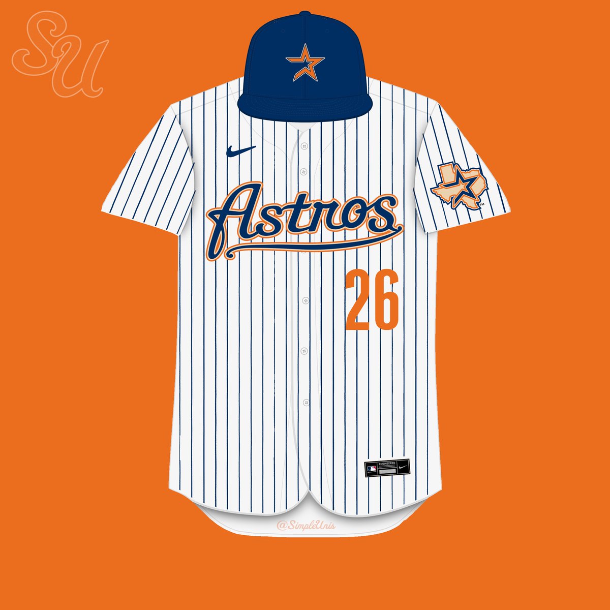 simpleunis's tweet image. Houston Astros concept for a home and alternate home using the old script and star that feel forgotten. 

#HoustonAstros #Astros #Uniforms #MLB #SimpleUnis