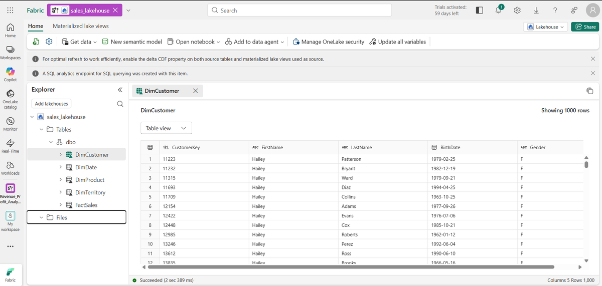 SyedDanish55's tweet photo. Day 84 / #100DaysOfData

-Worked on data cleaning and modeling in Microsoft Fabric

-Created fact &amp; dimension tables and built relationships (star schema)

-Added DAX measures like revenue, profit, and margin

-Connected Power BI to the model

-Now ready to build dashboard https://t.co/ykNEqto1ke