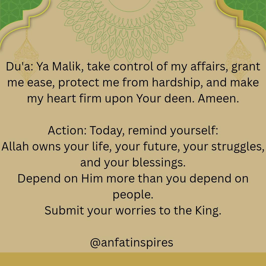 AnfatInspires1's tweet image. 3) Al-Malik (ٱلْمَلِكُ)#Asmaulhusna #99namesofAllah #anfatinspires #Reflection #IslamicReminder