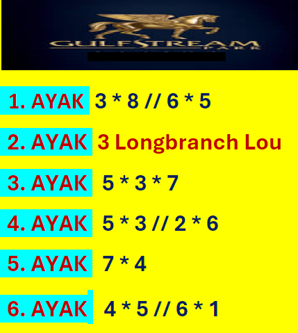 AyhanDevrimAkin's tweet image. #Gulfstream #Park 🏇 🇺🇸 #GulfstreamPark 🇺🇸 🏇
26*Nisan Birinci Altılı Ganyan Şablonu...
Kendi Tuttuğunuz Taylar Her Zaman Önceliğiniz, Şansınız Bol Olsun. 🍀 🍀 🍀
