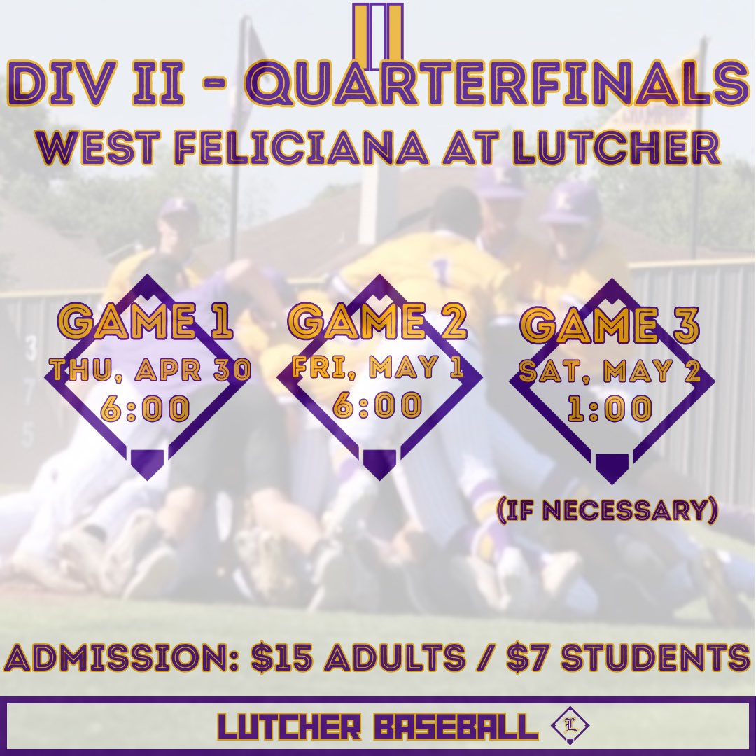 LutcherBaseball's tweet photo. **Updated Schedule ** https://t.co/dwQznclpKp