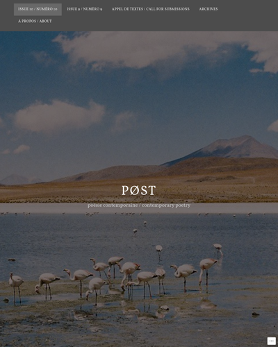 Duotrope's tweet image. PØST: contemporary poetry (Poetry; non-paying) opened to poetry submissions. duotrope.com/magazine/post-… #amwriting