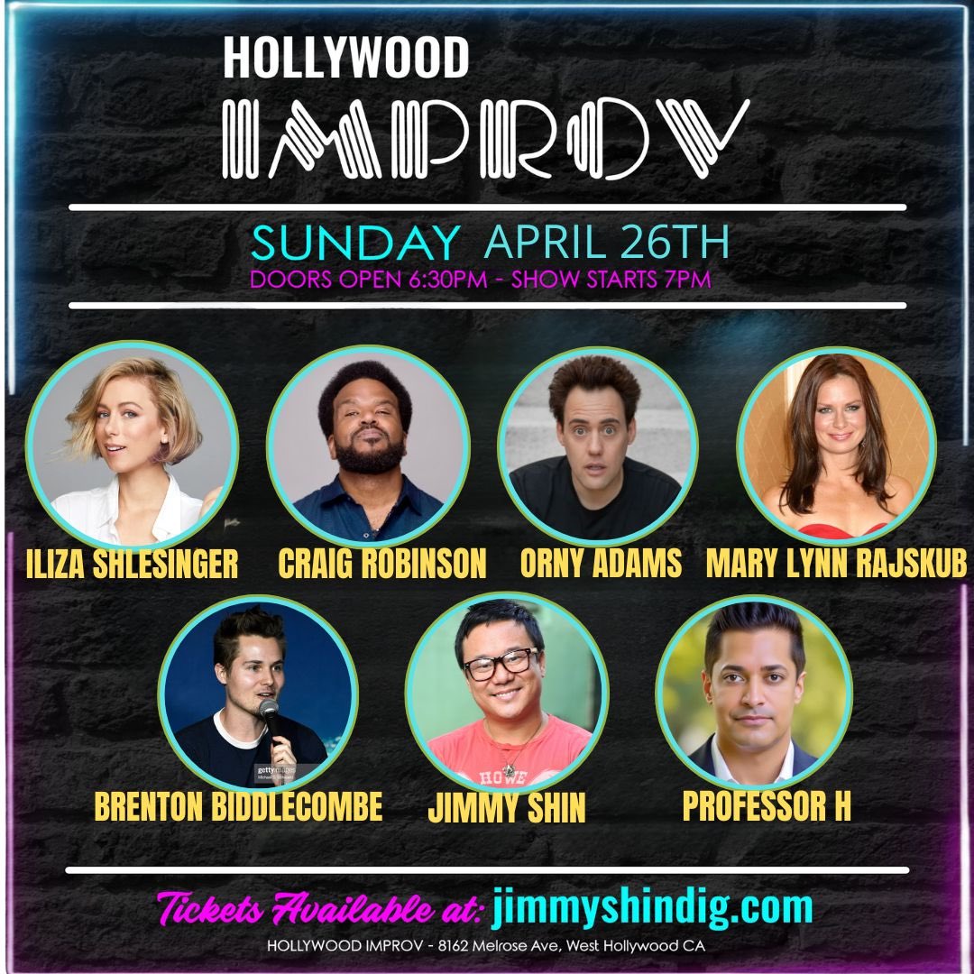 HollywoodImprov's tweet photo. Great show tonight at 7pm in The Main Room featuring @iliza @MrCraigRobinson @Ornyadams @MaryLynnRajskub @BBCOMBES @iamjimmyshin  &amp; more! Get tickets at https://t.co/2zDeuaxUJc 

#hollywoodimprov #comedy https://t.co/TORaAHviRy
