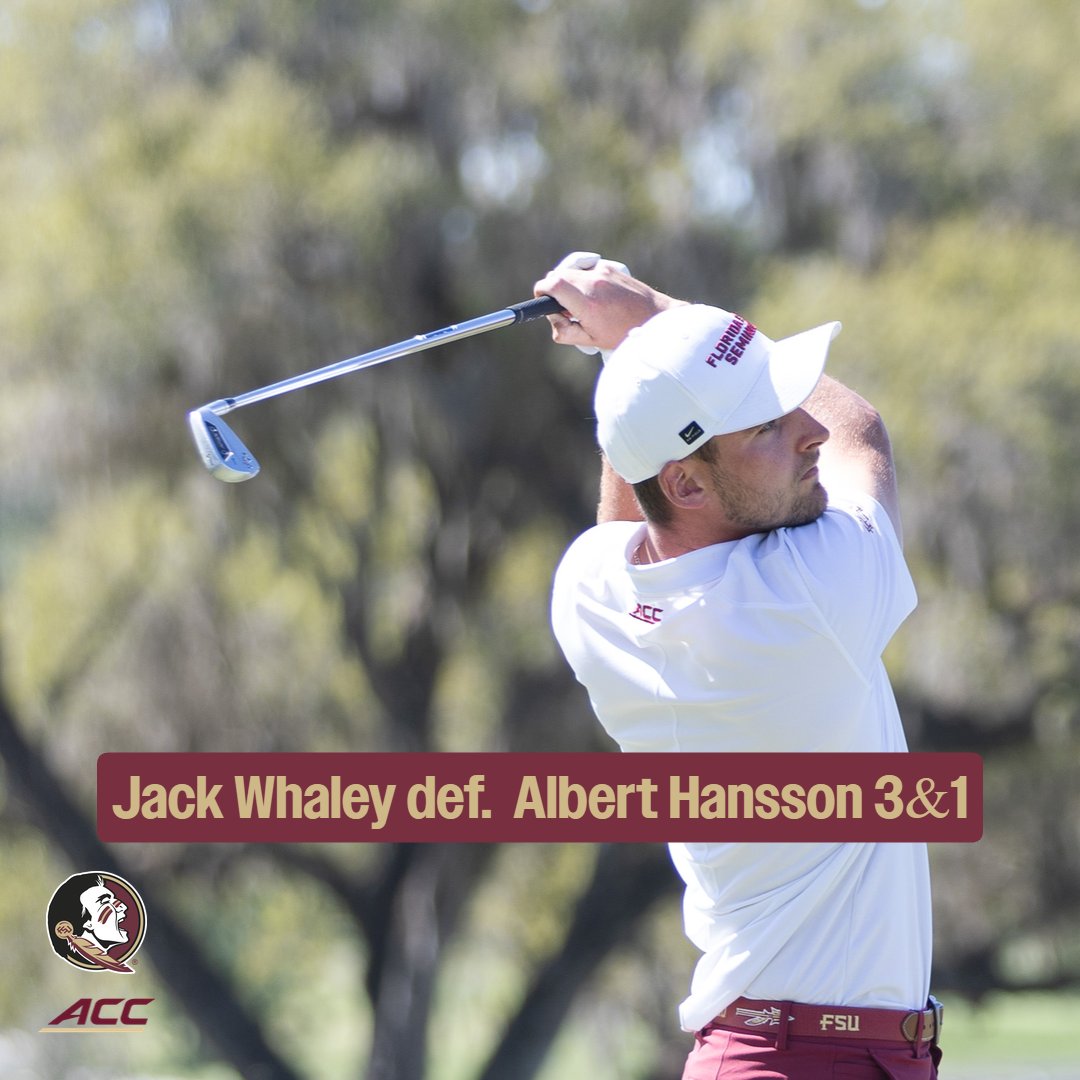 FSUGolf's tweet image. 𝕎𝕙𝕒𝕝𝕖𝕪 𝕎𝕚𝕟𝕤!

Jack Whaley gives the #Noles a point behind a 3&amp;amp;1 victory

#NoleFamily