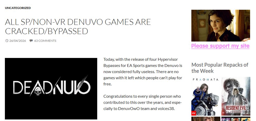 fitgirl decreta morte do denuvo