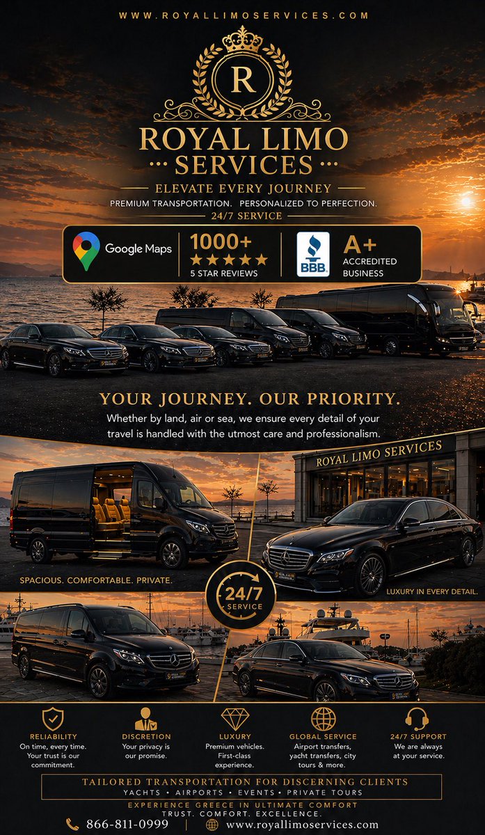 Royallimoservcs's tweet photo. Arrive in style. Travel with confidence. Experience true luxury.

At Royal Limo Services, we don’t just provide transportation — we deliver an experience defined by precision, professionalism, and prestige. Whether you’re heading to O’Hare or Midway, arriving at a private jet terminal, or attending a special event, every ride is tailored to perfection.

With over 1000+ 5-star reviews, our reputation speaks for itself. Clients choose Royal Limo Services for reliability, discretion, and a premium fleet that includes executive sedans, luxury SUVs, and high-end vehicles designed for comfort and class.

From corporate travel to VIP airport transfers, we ensure:
✔ On-time, every time  
✔ Professional chauffeurs  
✔ Luxury fleet maintained to perfection  
✔ 24/7 availability  
✔ Privacy & discretion for every client  

Your journey isn’t just a ride — it’s a statement.

📞 866-811-0999  
🌐 https://t.co/im0vy6EtCU  

#RoyalLimoServices #ChicagoLimo #BlackCarService #LuxuryTransportation #ExecutiveTravel #VIPService #AirportTransfer #OhareAirport #MidwayAirport #PrivateJetLife #FBO #ChauffeurService #LuxuryLifestyle #BusinessTravel #TravelInStyle #EliteService #5StarService #ChicagoBusiness #CorporateTravel #LuxuryExperience