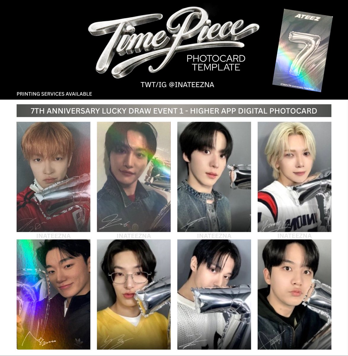ATEEZ HIGHER TIMEPIECE PC PHOTOCARD 7th Anniversary Lucky Draw
