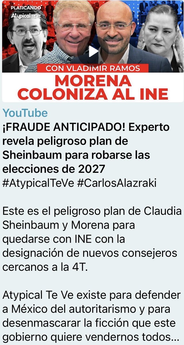 En México hay oposición, basta de decir que no. La democracia está agarrandose con las uñas. La participación ciudadana es obligada!
Gracias familia <a href="/AtypicalTeve/">Atypical TE VE</a> 
youtu.be/zXMrOPQ1sY4?si… por esta gran oportunidad.