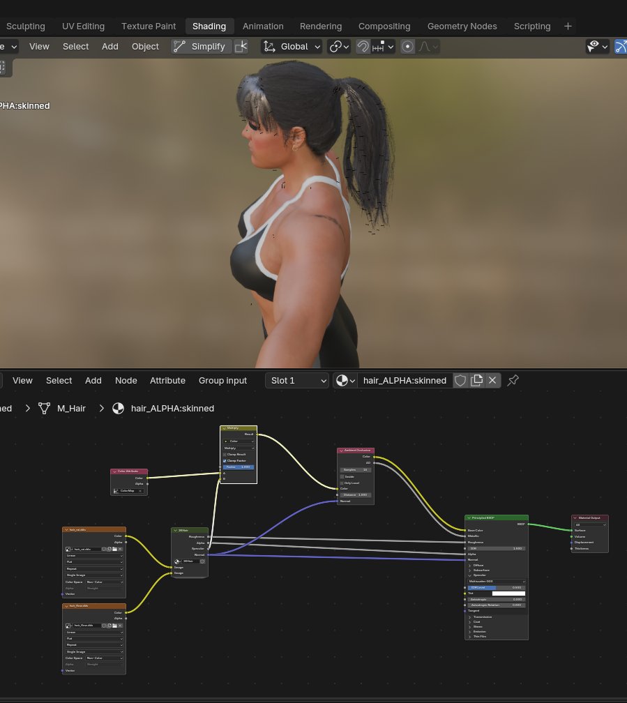 skysarmada's tweet photo. @MHPWrestling @CosplayBliss I ended up trying an AO node but I'm in Blender 5.1 so I'm not sure if lower Blender has that. Are we on to something here? https://t.co/QEehV4mC7a