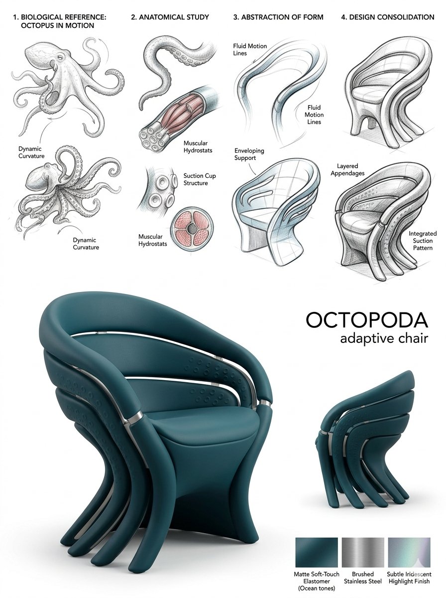 Futuristic Chair Inspired by Octopus Motion - PromptGather image 1