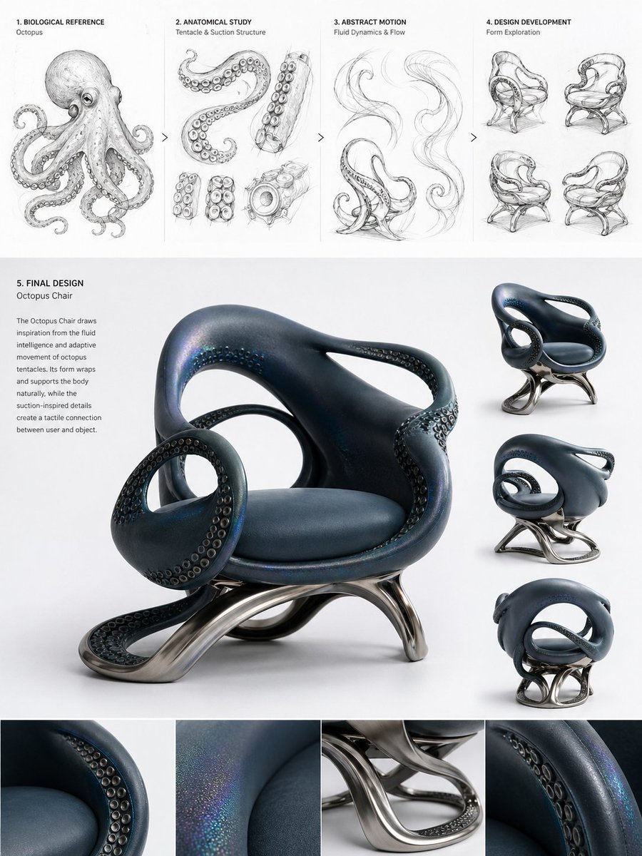 Futuristic Chair Inspired by Octopus Motion