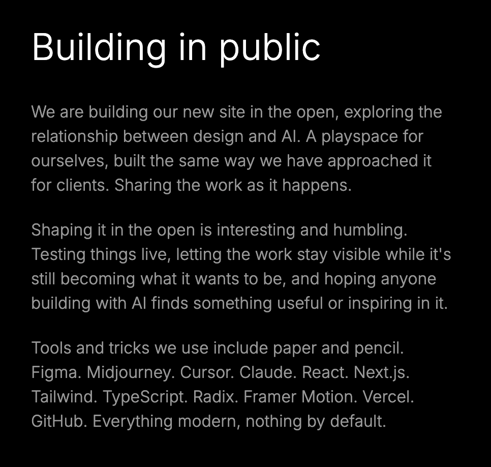 mattiaswikman's tweet photo. For our build in public I am thinking a journal style more than a typical log. I feel this will communicate better why the site is half built and not fully complete. https://t.co/hLcGhP6RQR
