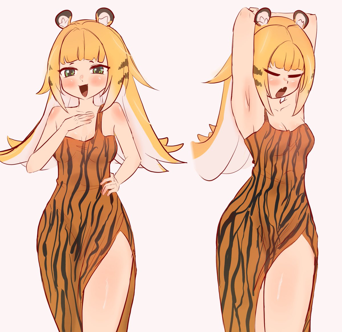 NoMoreAng3ls's tweet photo. Ju Fufu in a tiger print dress 🐯
#zzzero https://t.co/1SvkVYiY2X