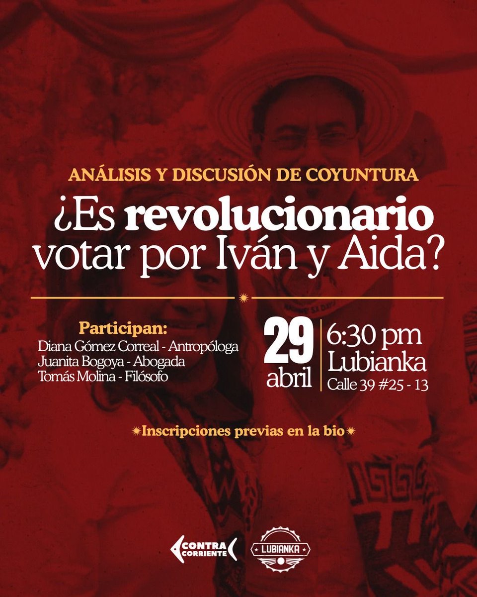LubiankaP's tweet photo. Sin teoría revolucionaria, no hay práctica revolucionaria.
Por eso abrimos este espacio de discusión de coyuntura y análisis electoral.

¿Es revolucionario votar por Iván y Aída?
Responder implica algo más que opinión: exige analizar la realidad concreta y tomar posición. https://t.co/otP0Zfj7Kg