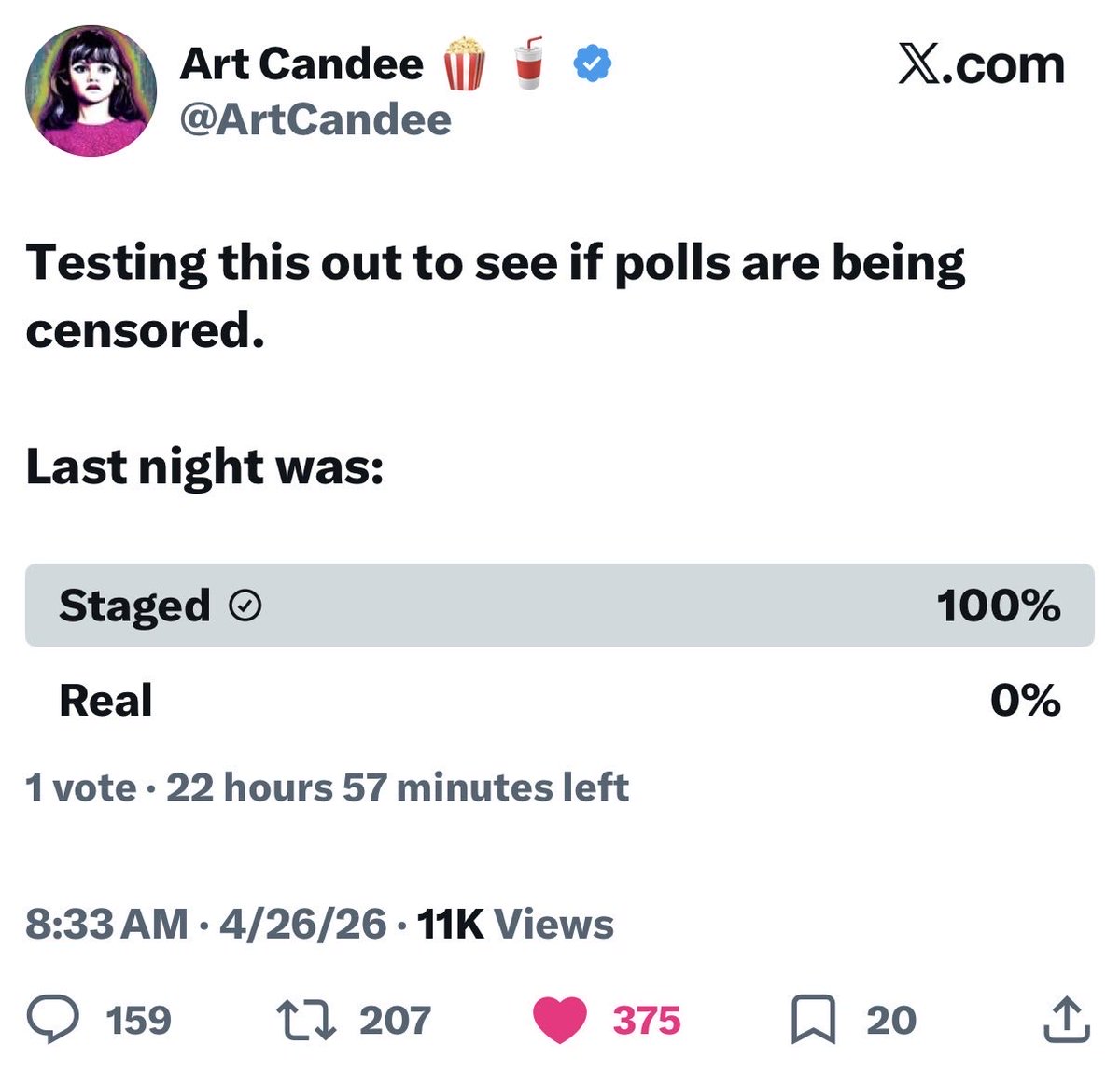 We’re not allowed to talk about it guys. This poll will only count 1 vote.