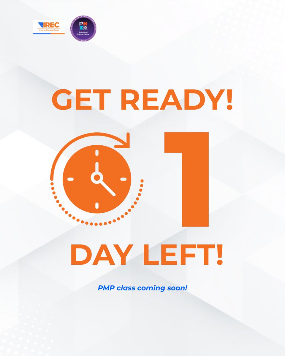 We are only 1 day to our PMP masterclass! 

Have you registered yet? Don’t miss this chance to elevate your your skills and career from well structured and expert led training and peer discussions. 

For more info: +250 788 811 082/ +250 780 122 274