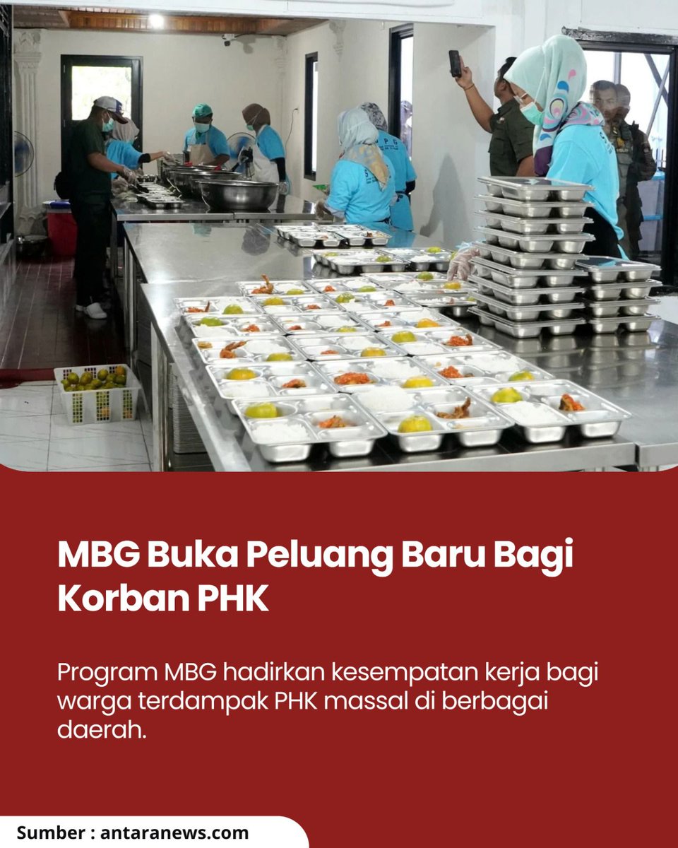 beritabanjarr's tweet image. MBG tidak hanya memberi manfaat bagi anak, tapi juga membuka peluang kerja bagi masyarakat yang terdampak PHK.
Sumber: liputan6.com
#cerdasdarimbg #makanbergizigratis #mbg #mbglawanstunting