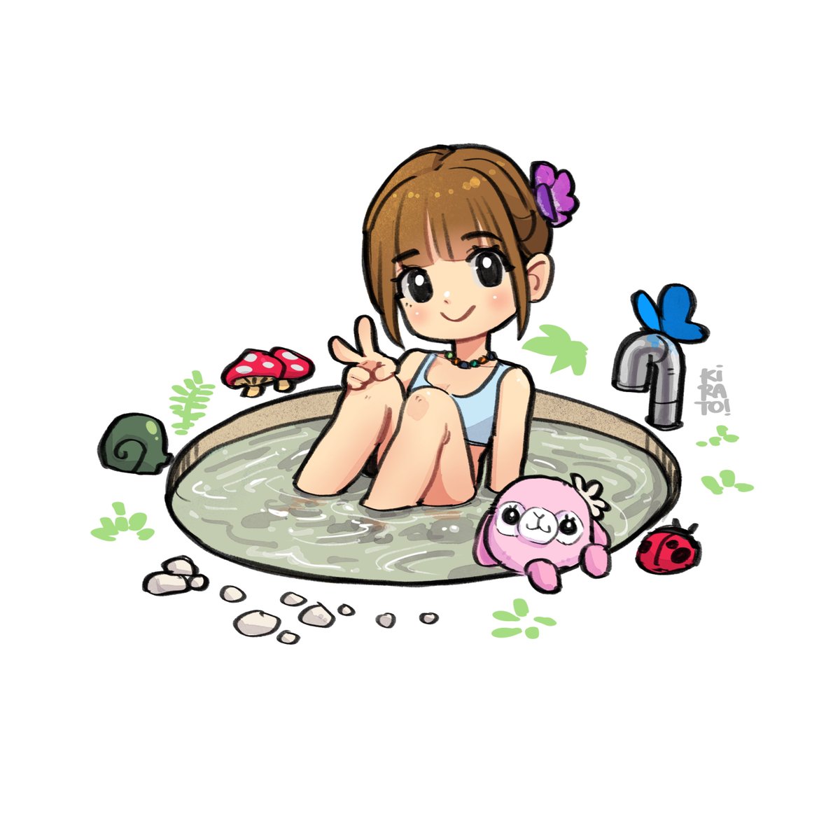 Kirato_Earth's tweet image. Summer time. 🌞#MarminkMani #Procreate #KiratoArtwork