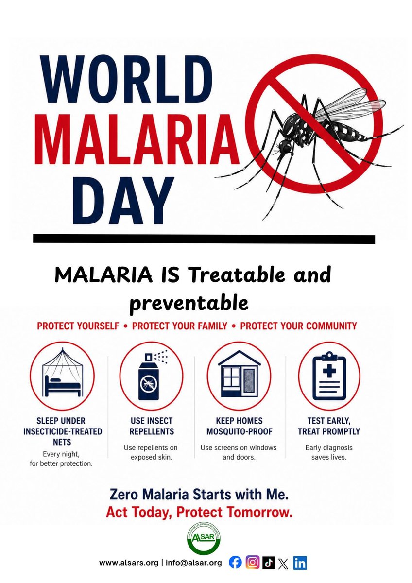 _ALSAR's tweet photo. On this World Malaria Day, Anchor for Life Support and Resilience (ALSAR) reaffirms its commitment to combating malaria by addressing its strong link with climate change.

Together for Dignity,Resilience and Growth. https://t.co/R34CEHjd9S