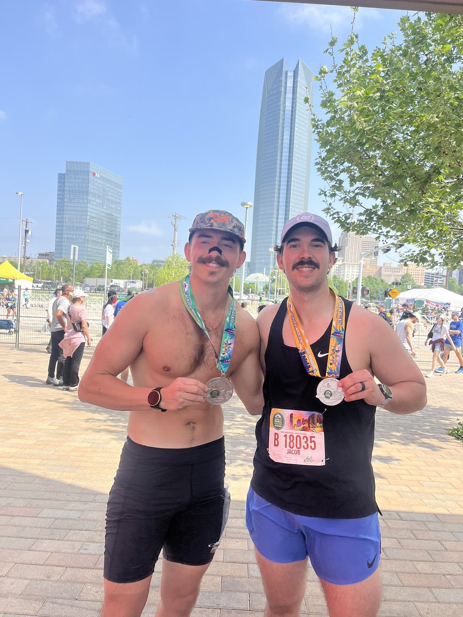 sweetd_33's tweet photo. I am not sure how my sons have become runners, but I am sure proud of them!  Jacob ran the OKC Memorial 1/2 Marathon and Ethan ran his first full marathon!  Ethan’s goal was to finish in 4 hours or less and he finished in 3:59:59!  #TeamThomason https://t.co/OyayZqzkNL