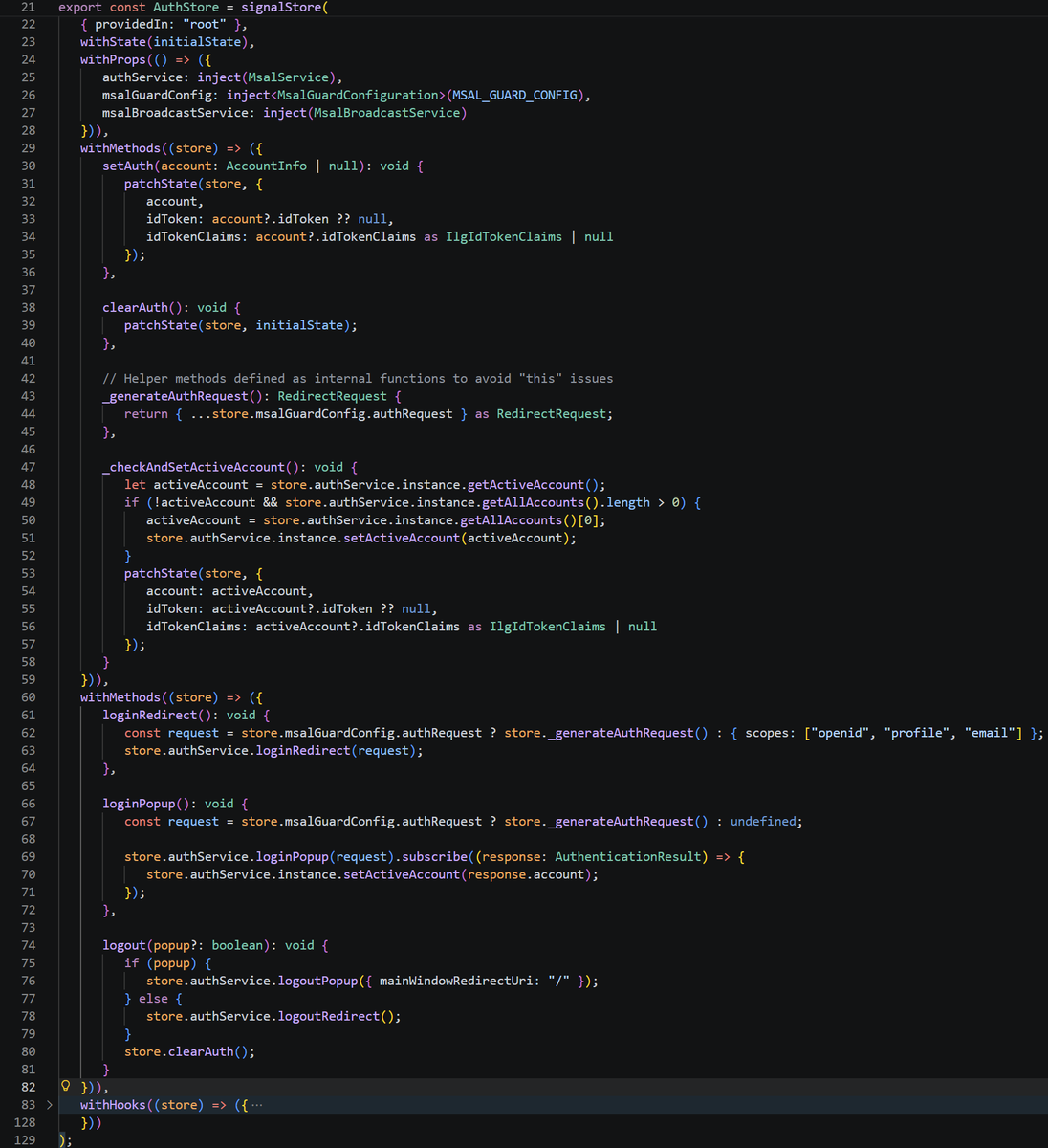 interlogus's tweet photo. @ngrx_io, you sure getting rid of classes was really good idea? this is one hell of a store - with multiple `withMethods()` https://t.co/Q3vVzzWj3v